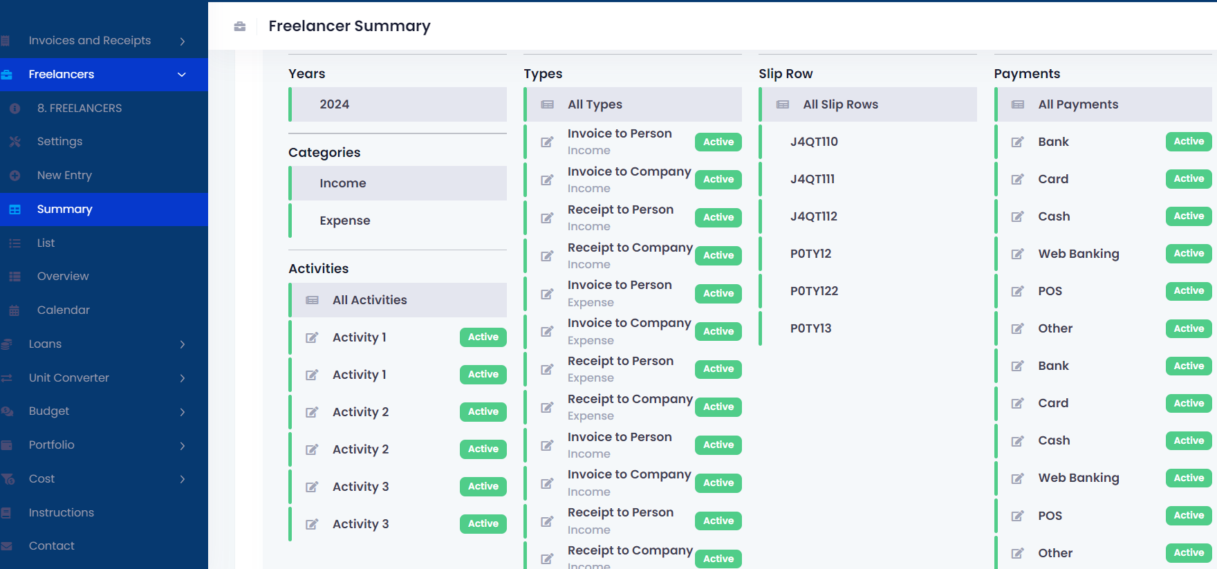 Freelancer summary screenshot