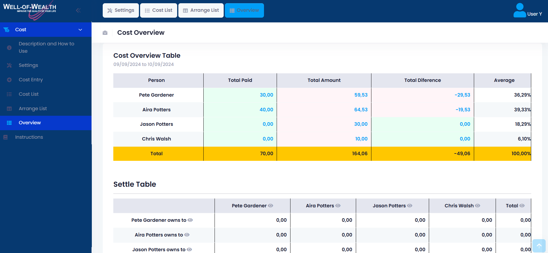 Cost-Sharing App Screenshot