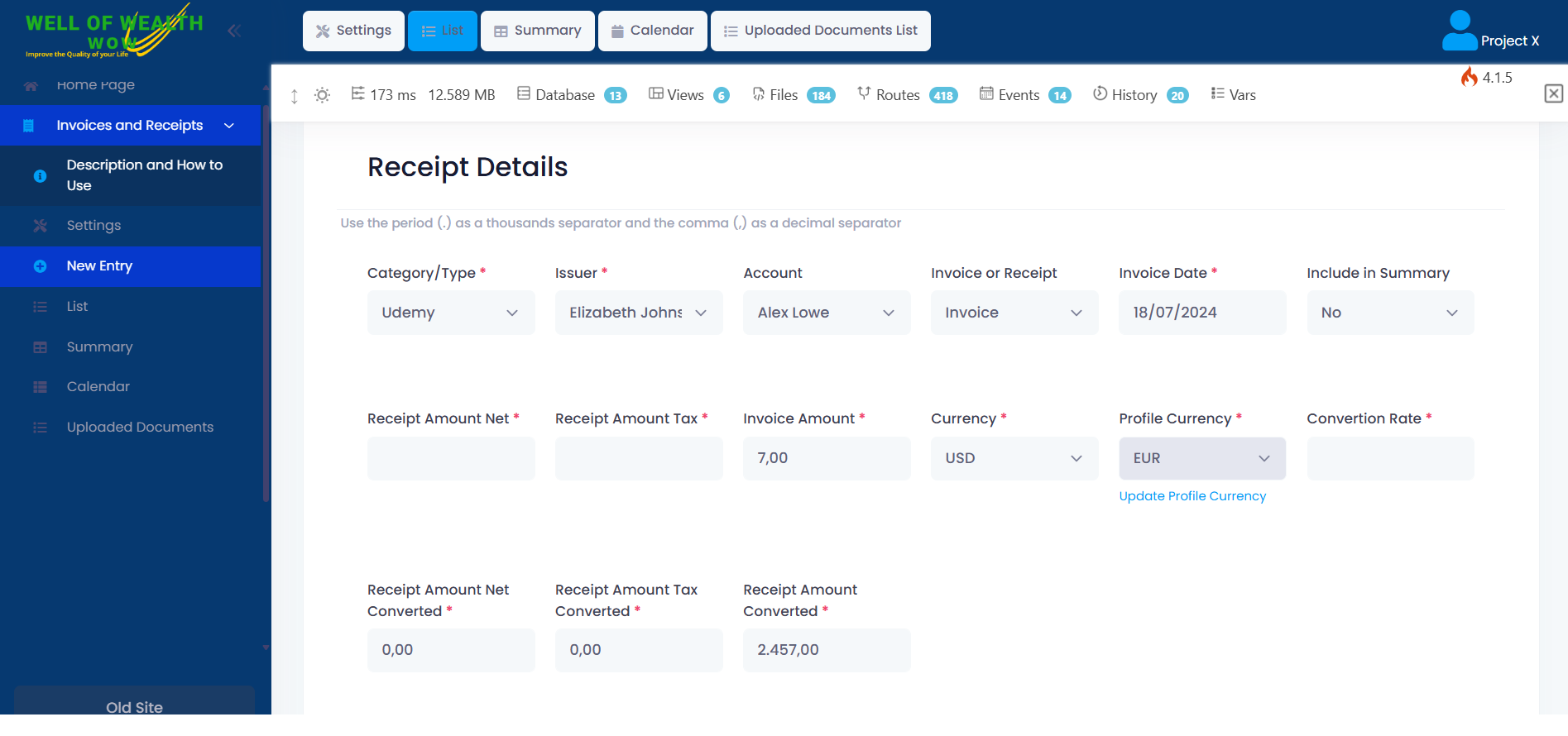 Invoice and receipt App Screenshot